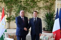 President Emomali Rahmon meets with President of the French Republic Emmanuel Macron