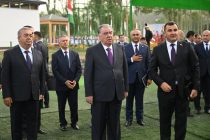 President Emomali Rahmon views agricultural demonstration plot in Shugnon district