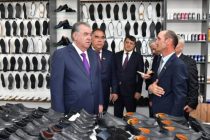 Emomali Rahmon Opens Shoe and Detergent Workshops in Devashtich District