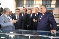 President Emomali Rahmon becomes acquainted with construction of road bridge project in Nurobod