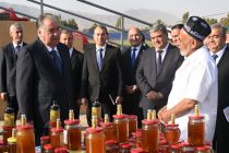 President Emomali Rahmon visits agricultural products exhibition in Fayzobod district
