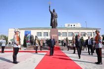 President Emomali Rahmon attends unveiling ceremony of statue of Ismoil Somoni in Fayzobod district