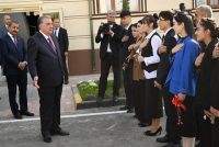 Leader of the Nation Emomali Rahmon attended opening of residential complex for teachers in Dangara district