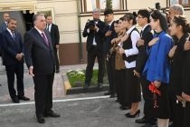 Leader of the Nation Emomali Rahmon attended opening of residential complex for teachers in Dangara district