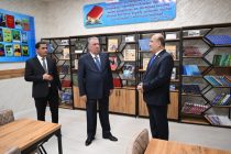 President Emomali Rahmon participates in ceremony to commission the administrative building of the Executive Committee of the People’s Democratic Party of Tajikistan in Fayzobod district