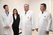 President Emomali Rahmon inaugurates the building of Health Center in Fayzobod district
