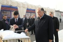 President Emomali Rahmon participated in ceremony to commission the plastic products factory and cold storage facility in Bobojon Ghafurov district