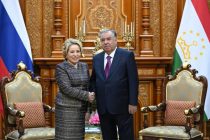 President Emomali Rahmon meets with Chairperson of the Federation Council of the Federal Assembly of the Russian Federation Valentina Matvienko