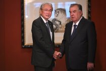 President Emomali Rahmon meets with Chairman of the Tajikistan-Japan Parliamentary Friendship and Cooperation Group Keiji Furuya in Tokyo