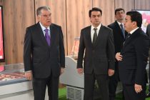 President Emomali Rahmon participates in opening of meat and sausage products processing plant