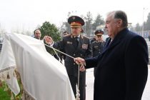 President Emomali Rahmon attended inauguration of administrative building in military unit No. 3503 of Internal Troops in Bokhtar