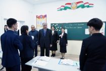 President Emomali Rahmon attended the opening of secondary school in Tursunzoda