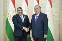 President Emomali Rahmon Receives the Minister of Electricity and Water Affairs of the Kingdom of Bahrain Yasir Ibrahim bin Humaidan