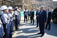 President Emomali Rahmon Visits Construction Site of Tajik Metallurgical Combine in Bobojon Ghafurov District