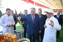 President Emomali Rahmon Visits Agricultural Products Exhibition in Bobojon Ghafurov District